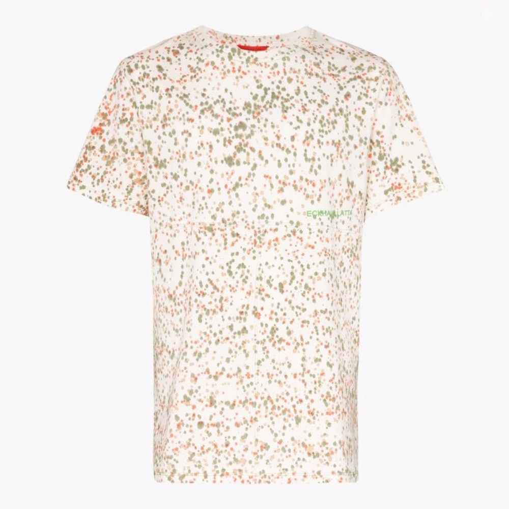 ECKHAUS LATTA Lapped Seam Logo Short Sleeve Tee in Petri Dish Print
